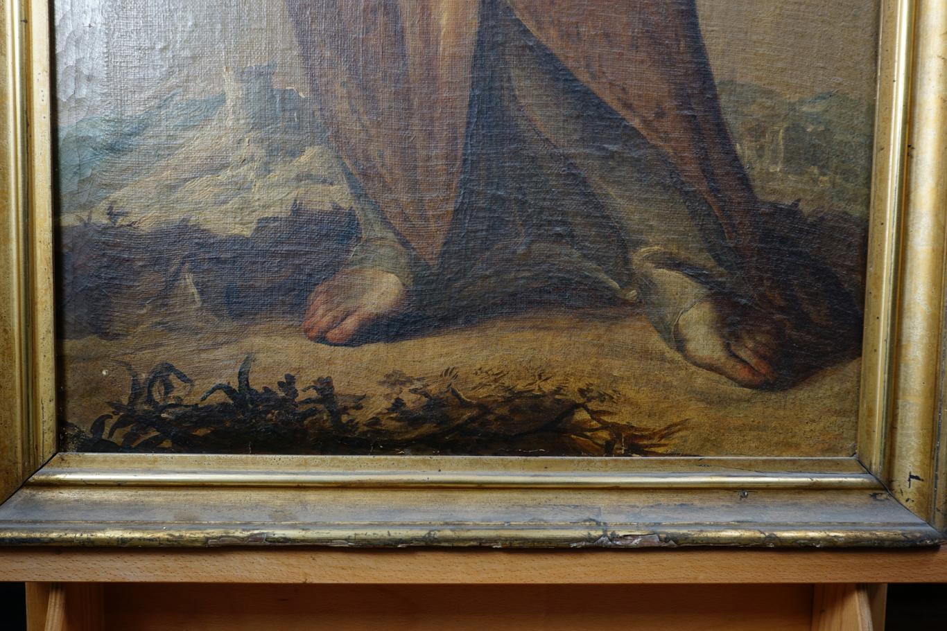 detalle marco de una pintura con mal estado de conservación