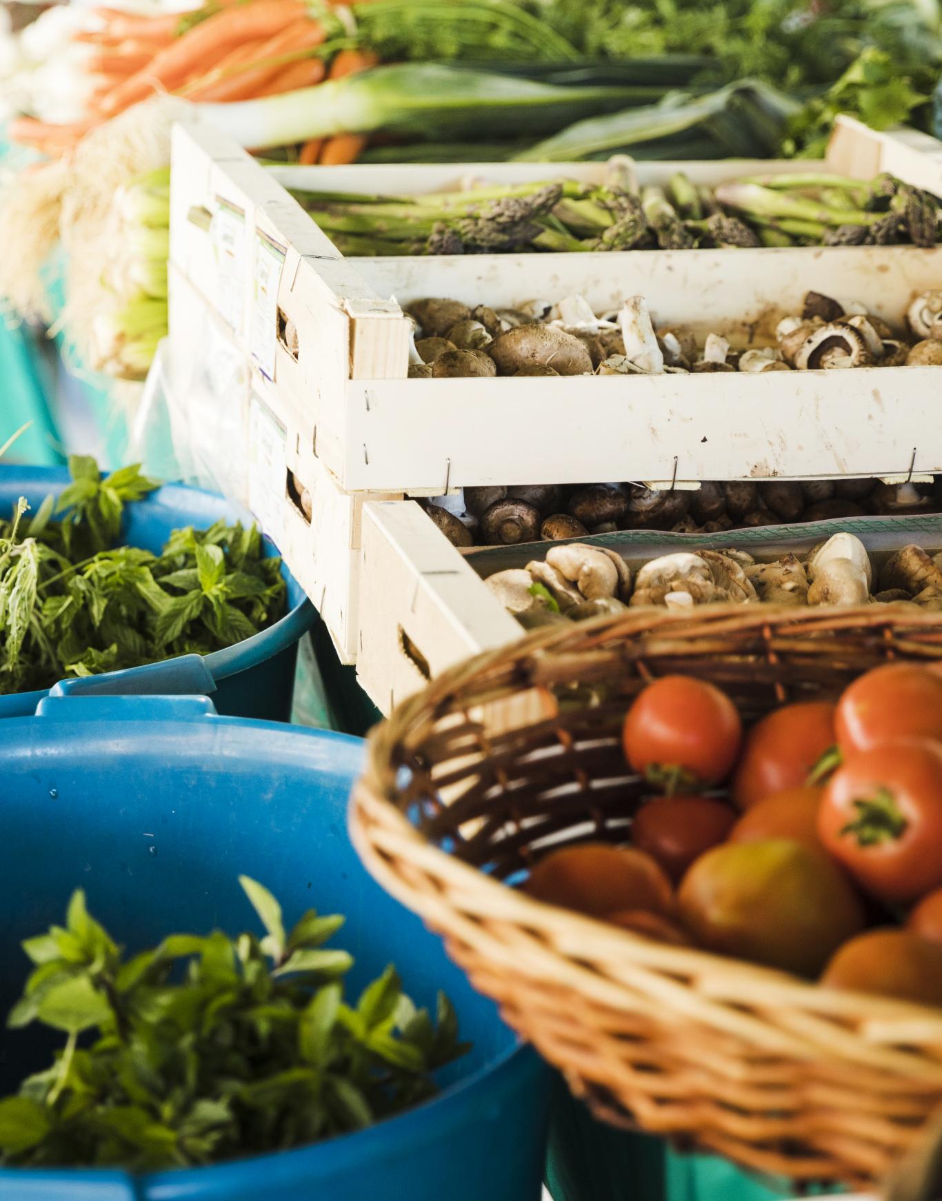 Cajas de frutas y verduras