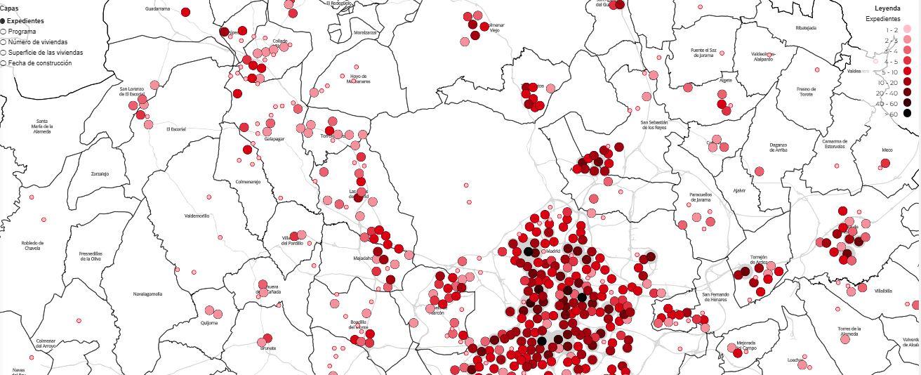 Mapa con actuaciones de rehabilitación