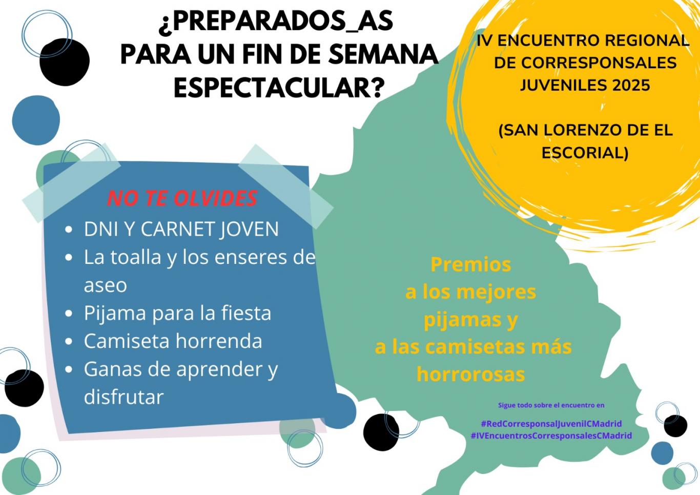 mapa comunidad de madrid en verde anunciando encuentro corresponsales juveniles