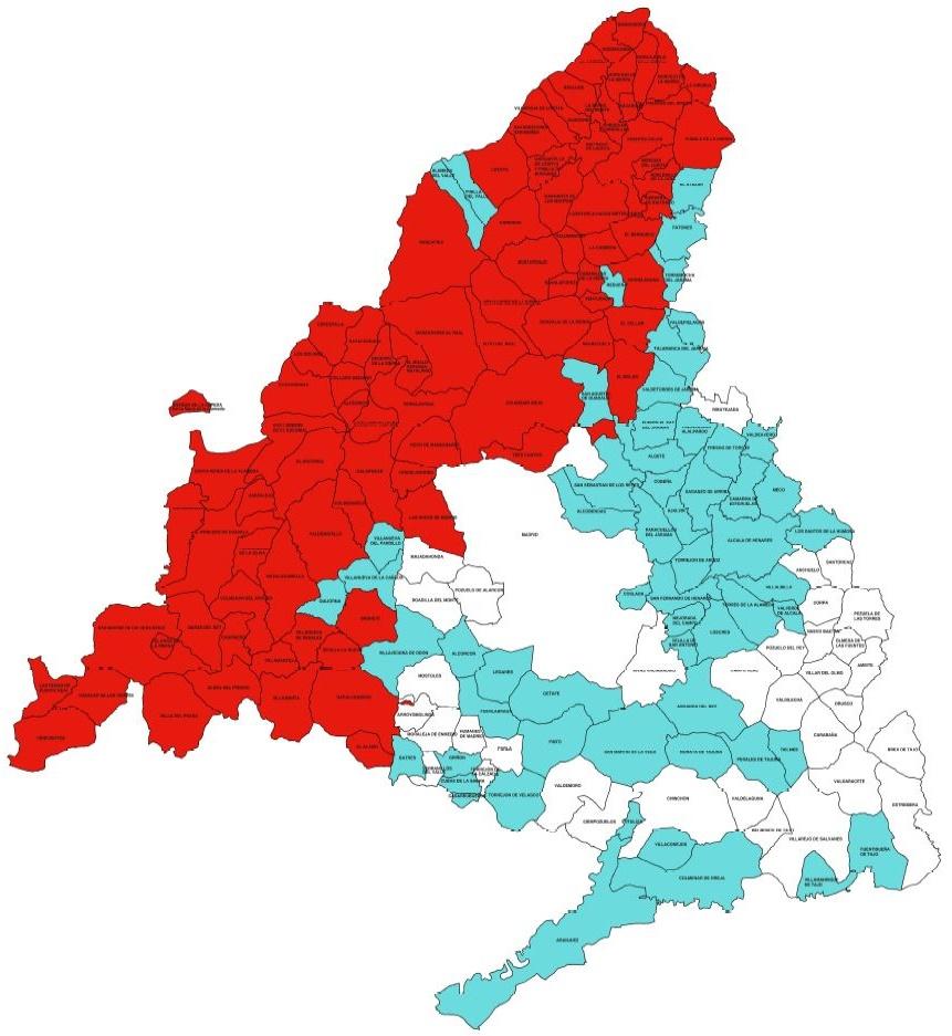 Imagen de un mapa de la Comunidad de Madrid