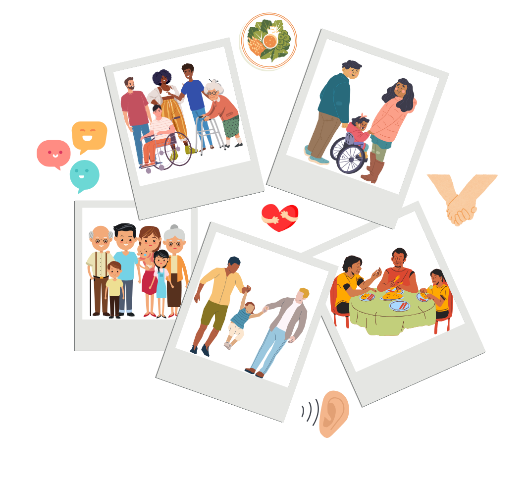 dibujos de fotos con distintas familias 