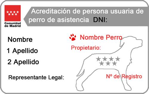 Tarjeta acreditativa de persona usuaria de perro de asistencia