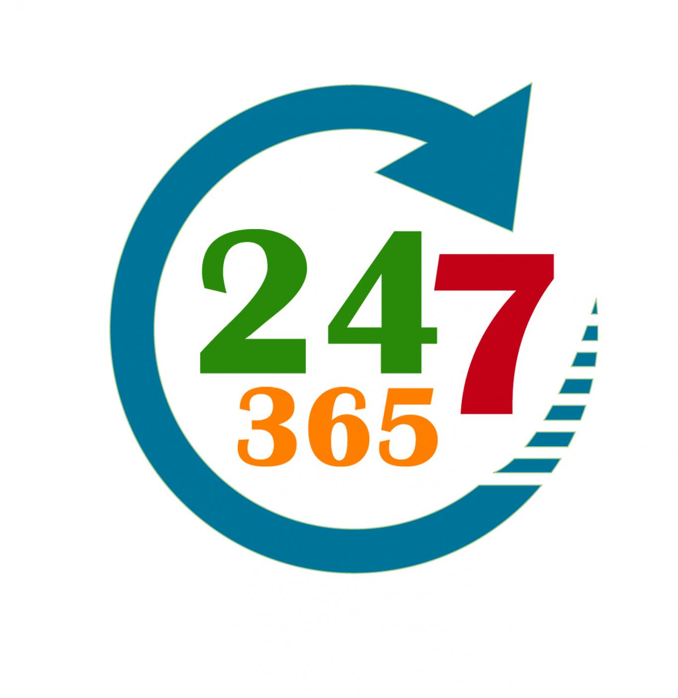 Logo  "24 horas los 7 días a la semana los 365 días del año"