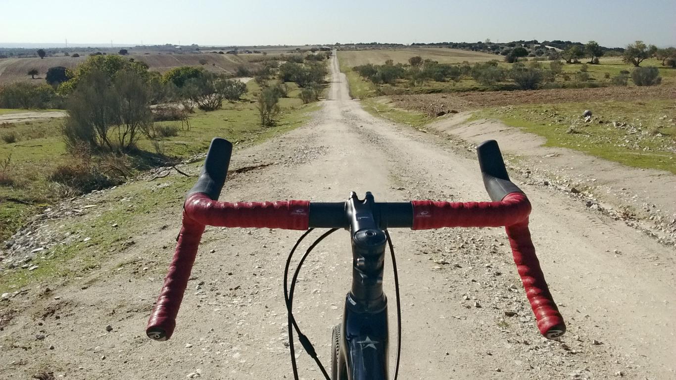 Imagen de sendero con manillar de bicicleta