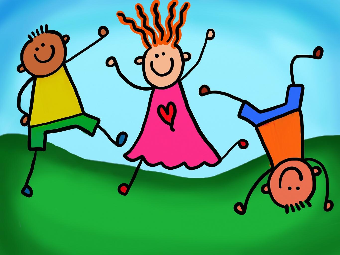 Dibujo de niños jugando