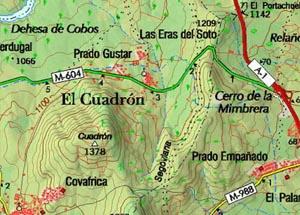 Mapa topográfico de El Cuadrón y alrededores