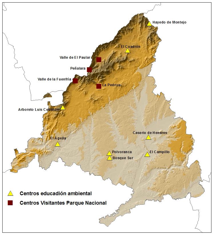 Ubicación de los Centros en espacios naturales