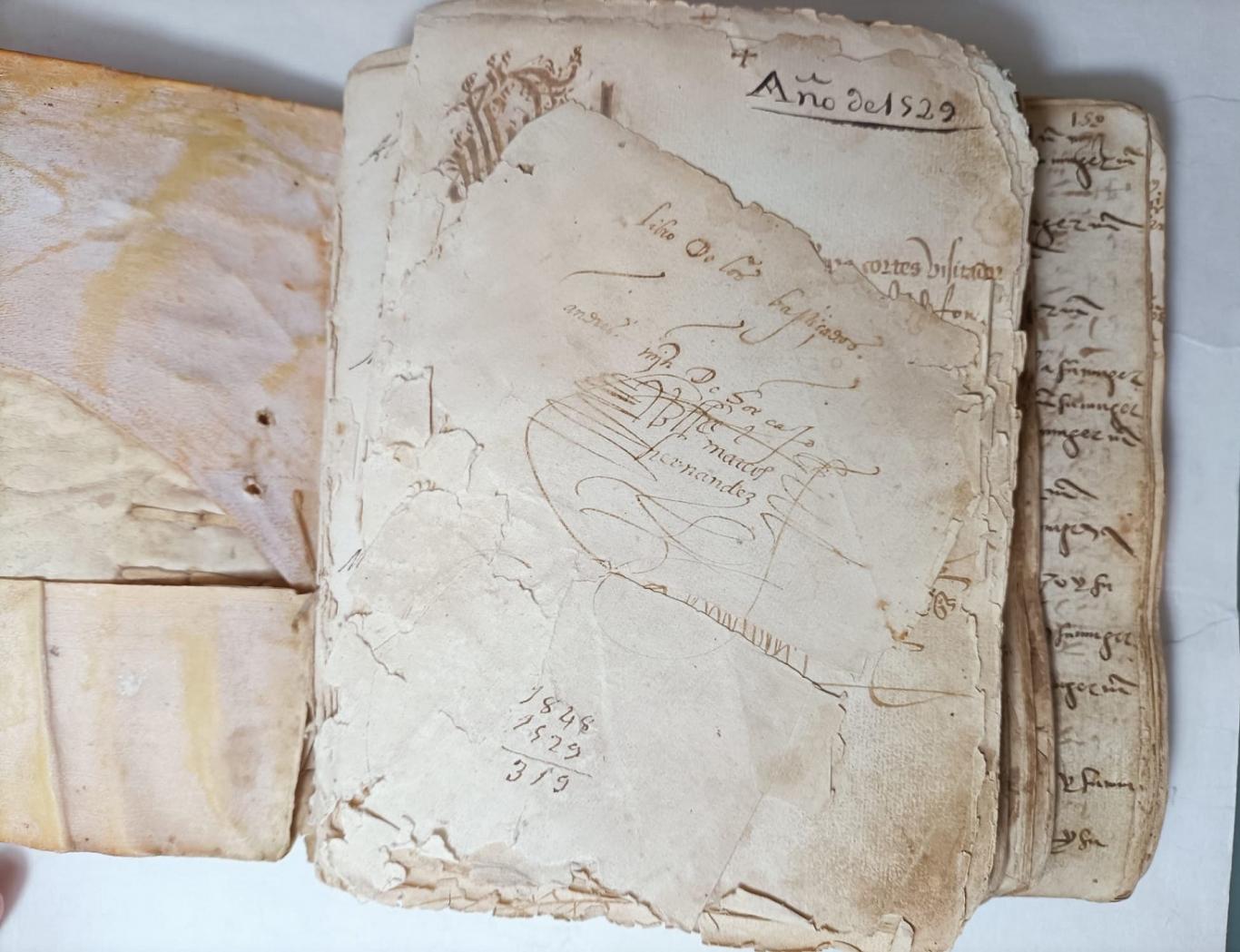 Libro de bautismo antes de la restauración Libro de bautismo antes de su restauración