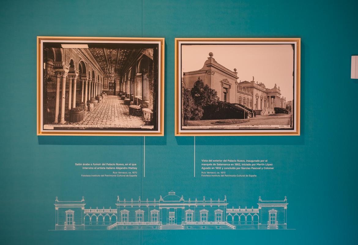 Detalle sala de exposiciones. Fotografía Guillermo Gumiel detalle fotografías antiguas vista alegre sobre pared verde