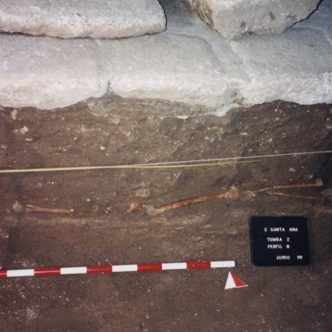 Imagen de un detalle de la excavación arqueológica en la Capilla de Santa Ana