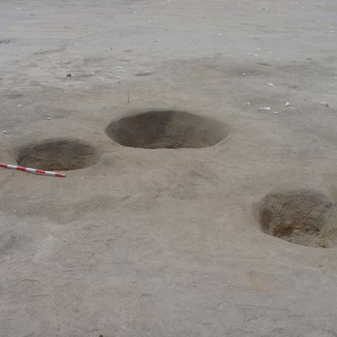 Imagen fosas excavadas en el terreno del yacimiento El Baldío