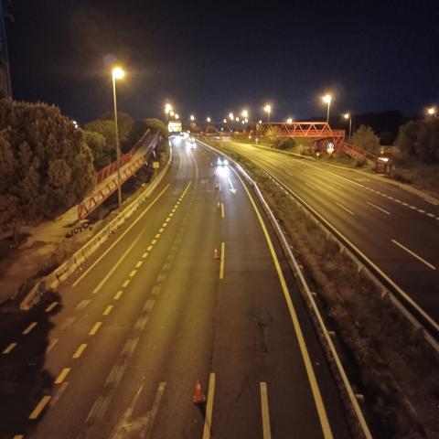 imagen inicio obras tercer carril M-607noche