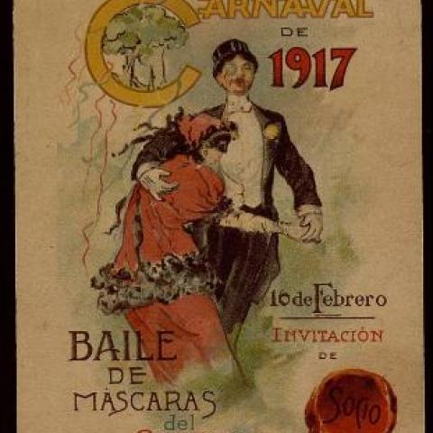 Invitación Baile de máscaras del Teatro Real - Carnaval 1917 - Biblioteca Regional de Madrid_