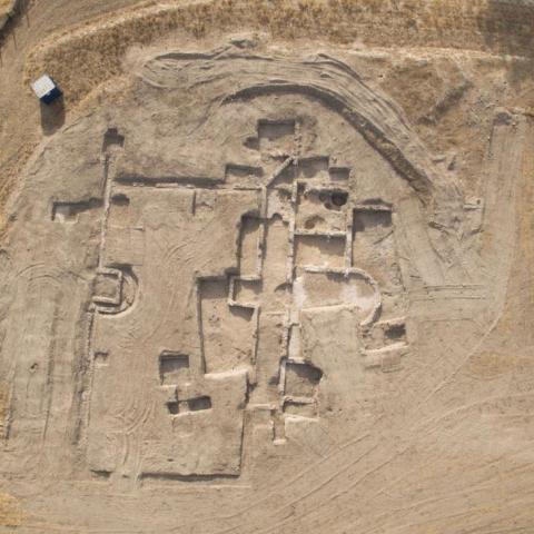 Vista aérea del yacimiento La Torrecilla durante los trabajos de excavación vista aérea de un yacimiento arqueológico