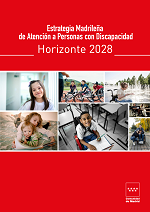 Portada de la Estrategia Madrileña de Atención a Personas con Discapacidad Horizonte 2028